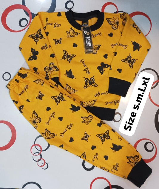 Cozy Kids Fleece Tracksuit with Butterfly Print