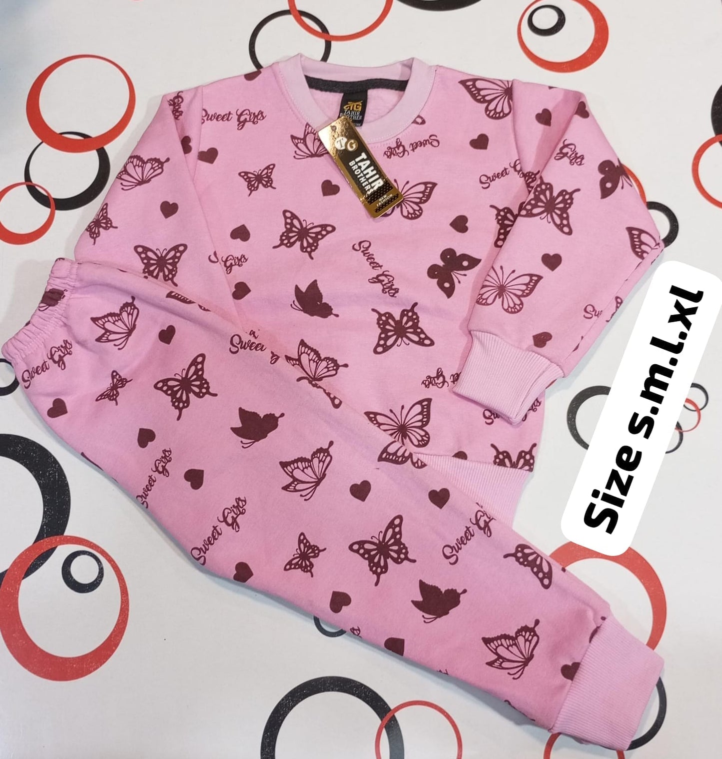 Cozy Kids Fleece Tracksuit with Butterfly Print