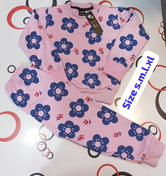 Cozy Kids Fleece Tracksuit with Floral Print